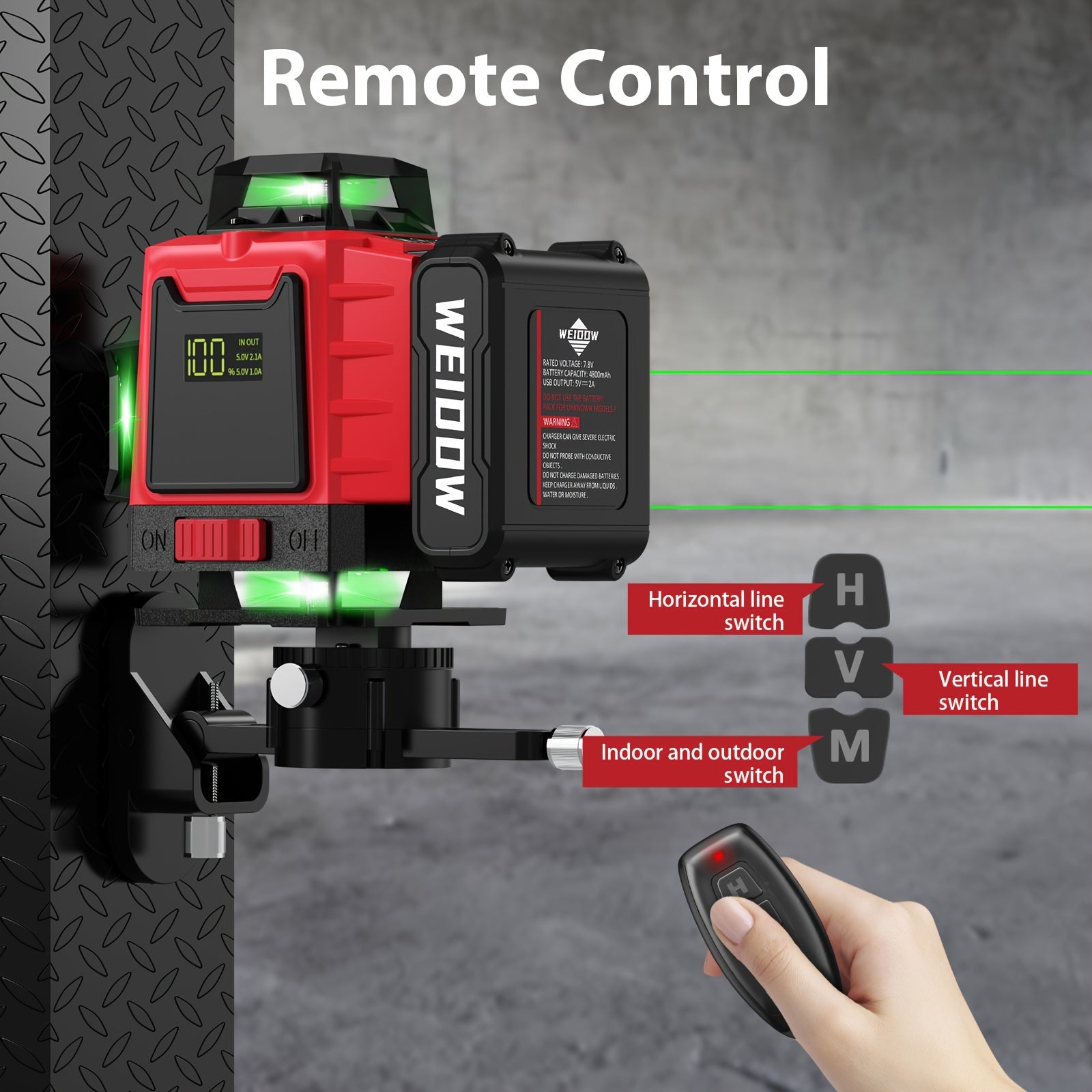 WEIDDW 16 Lines Laser Level 360 Self Leveling Tool  Accurate Green Versatile Laser Level for Precise Measurements  Ideal for Construction
