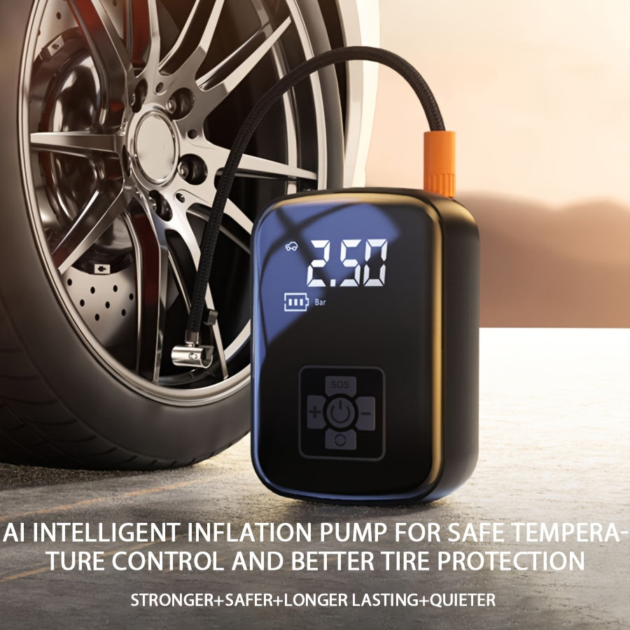 1pc Digital Display Portable Air Compressor Pump with LED Light USB Charging Rechargeable Lithium Battery for Tire Inflation CarBikeMotorcycleBall Quieter  Longer Lasting Intelligent Temperature Control