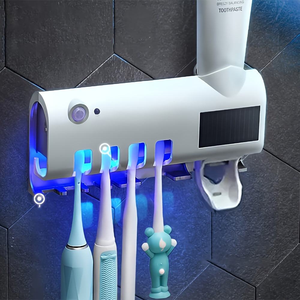 UVFree Smart Toothbrush Sanitizer with Wall Mount Holder  Automatic Toothpaste Dispenser  Rechargeable USB Powered
