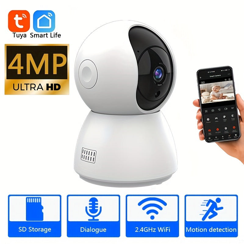 HighDefinition 4MP Tuya Smart Mini Wifi Camera for Monitoring Featuring Automatic Tracking Wireless Indoor Security And Suitable for Home CCTV Baby Monitoring