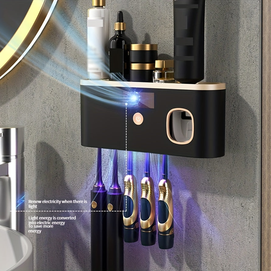 Smart UV Toothbrush Sanitizer with USB Charging  WallMounted NoDrill Installation Odorless Personal Care Organizer Toothbrush Holder Disinfector Storage Rack