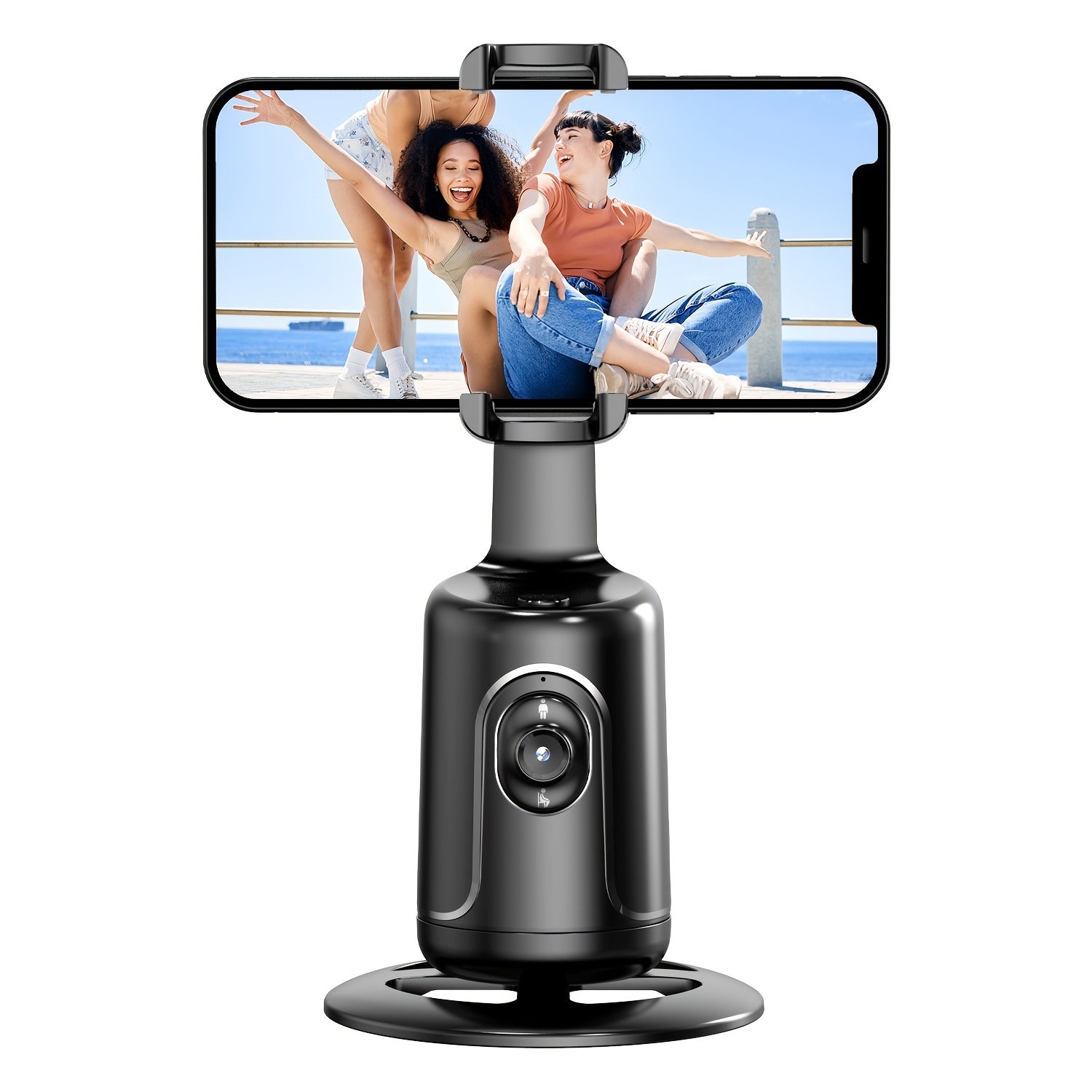 Auto Face Tracking Tripod No App Required 360 Rotation Face Body Phone Mount Smart Shooting Phone Tracking Holder for Vlog Live Streaming Video Rechargeable Battery Black