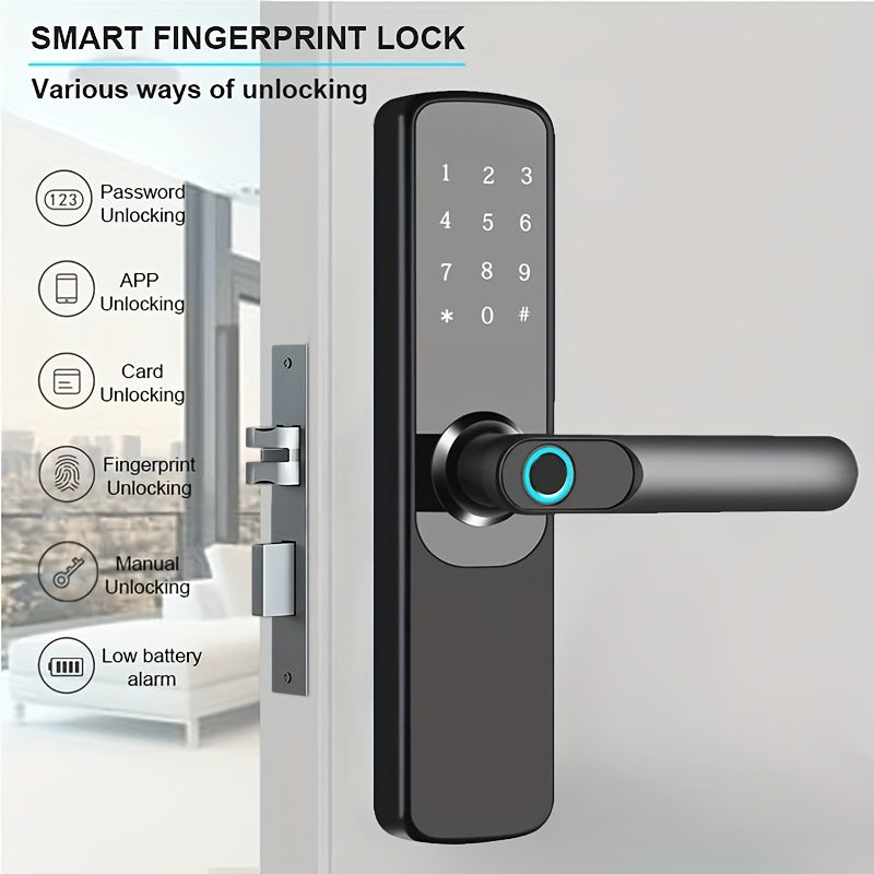 5in1 Smart Door Lock B12  Aluminum Alloy WiFi Enabled Battery Powered Easy Assembly Required