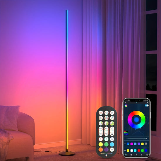 12 Packs Modern Smart LED Corner Floor Lamp 11938cm RGBIC LED with 16 Million Colors DIY Lighting Mode Music SyncTiming APP Control USB Powered Wireless Button Battery for Living Room Gaming Room etc